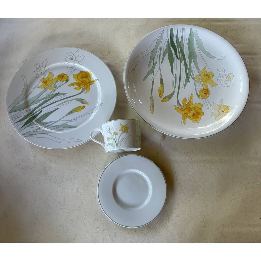 Block Spal Watercolors Daffodil Mary Lou goertzen plate cup saucer set 1983 fine